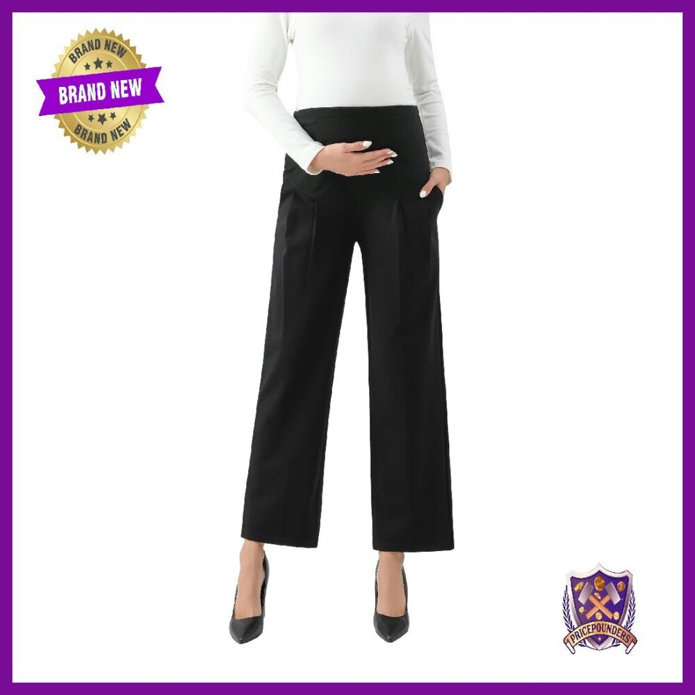 Maternity Work Pants Stretch Over-Bump Capris Soft Material Professional